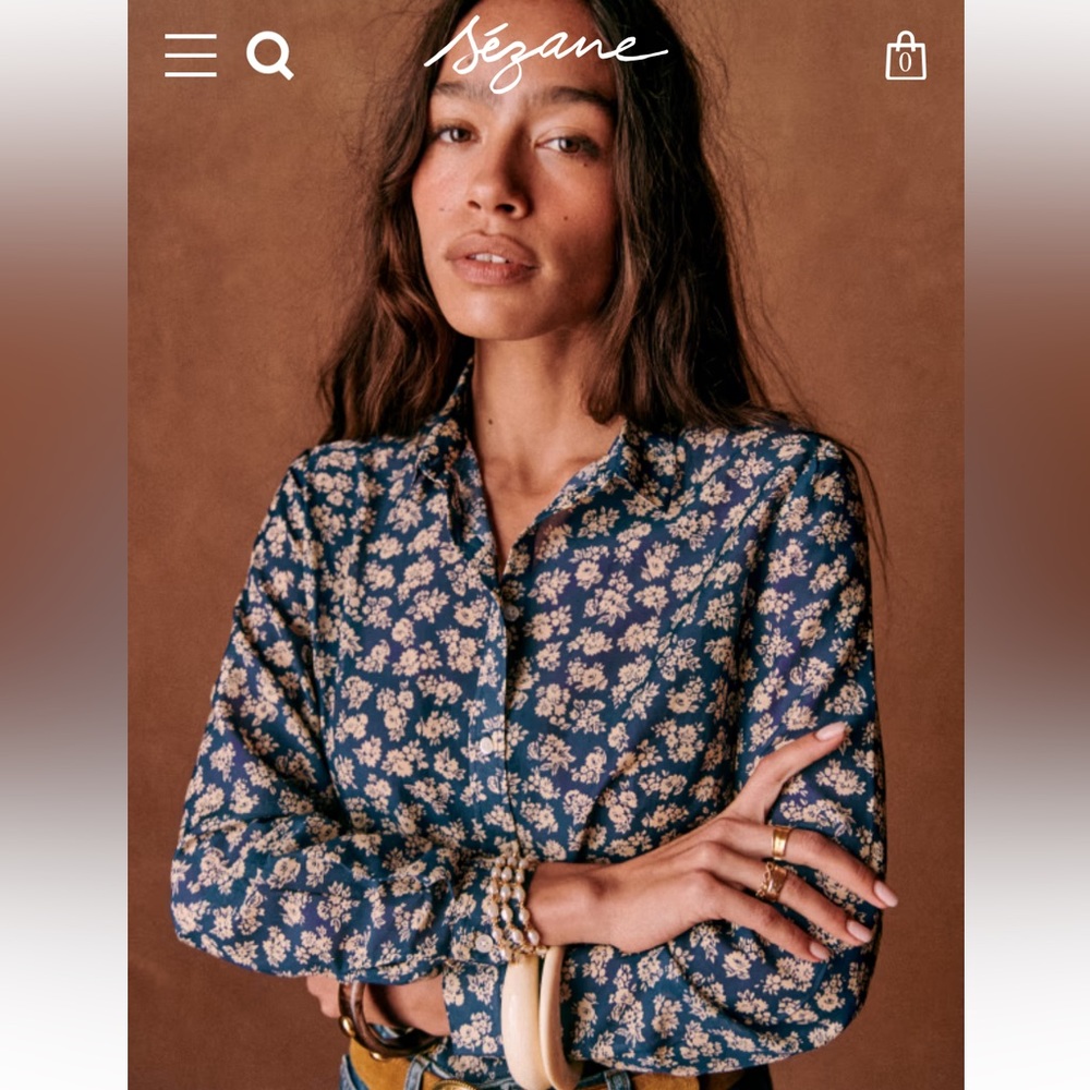 Sezane Pierro Shirt in Cara Print Size 40 (US 8)